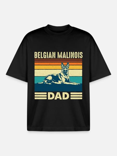 Belgian Malinois Dad Shepherd Dog Dad - Boxy Heavyweight Unisex Organic T-Shirt by Stanley/Stella - black
