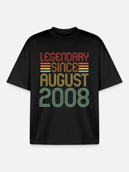 Legendary since August 2008, birthday - Boxy Heavyweight Unisex Organic T-Shirt by Stanley/Stella - black