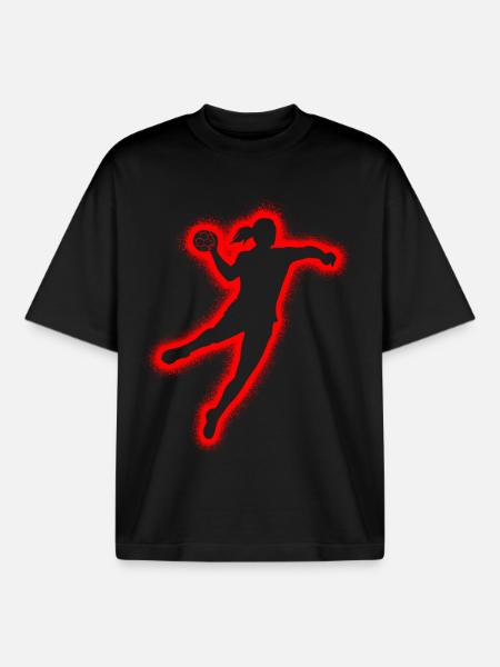 Handball player Handball women's handball - Boxy Heavyweight Unisex Organic T-Shirt by Stanley/Stella - black