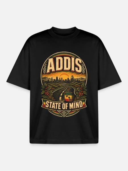 Ethiopia Ethiopian Addis - Boxy Heavyweight Unisex Organic T-Shirt by Stanley/Stella - black