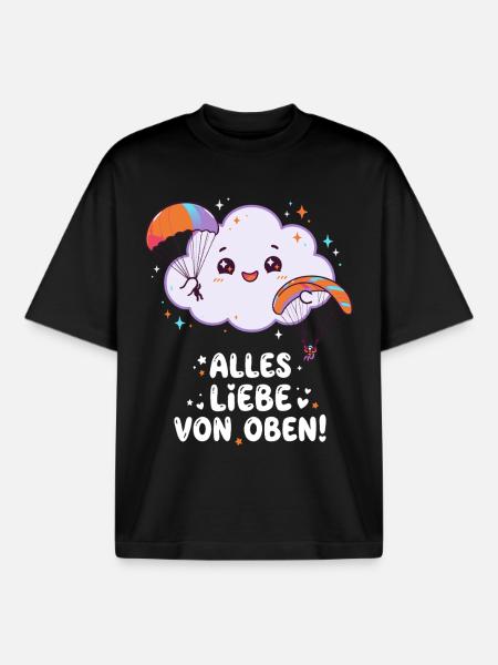 Fallschirmspringen Alles Liebe Von Oben - Boxy Heavyweight Unisex Organic T-Shirt von Stanley/Stella - Schwarz