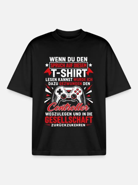 Controller Gamer Spruch Zocker - Boxy Heavyweight Unisex Organic T-Shirt von Stanley/Stella - Schwarz