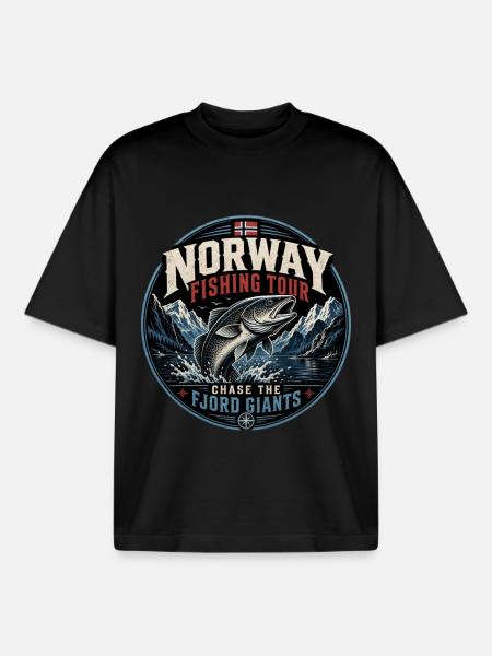 Norwegen Angeln - Boxy Heavyweight Unisex Organic T-Shirt von Stanley/Stella - Schwarz