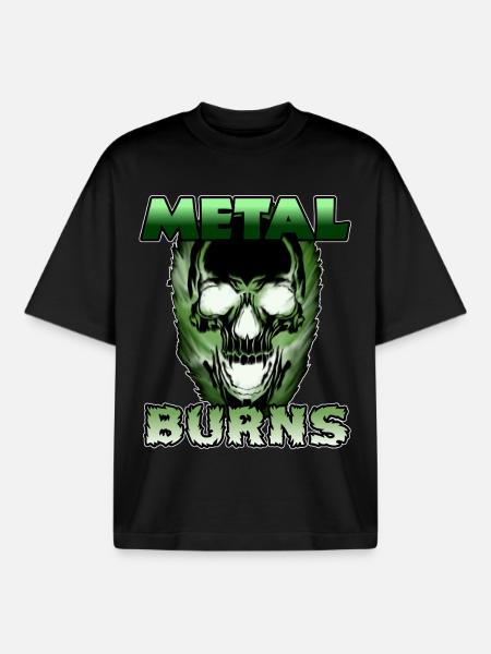 Brûlures de crâne vert toxique - T-shirt unisexe boxy épais biologique Stanley/Stella - noir
