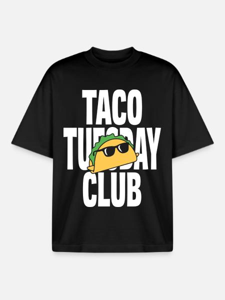 Taco Tuesday Club with cool sunglasses - Boxy Heavyweight Unisex Organic T-Shirt by Stanley/Stella - black