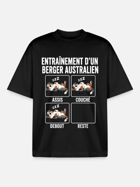 Chien Entraînement Berger Australien - T-shirt unisexe boxy épais biologique Stanley/Stella - noir