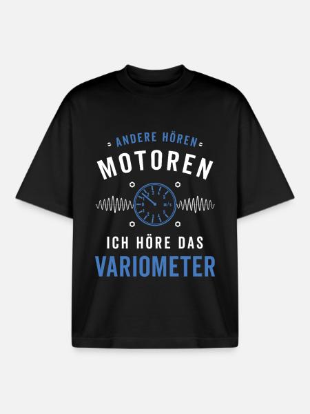 Ich höre das Variometer Segelflug - Boxy Heavyweight Unisex Organic T-Shirt von Stanley/Stella - Schwarz