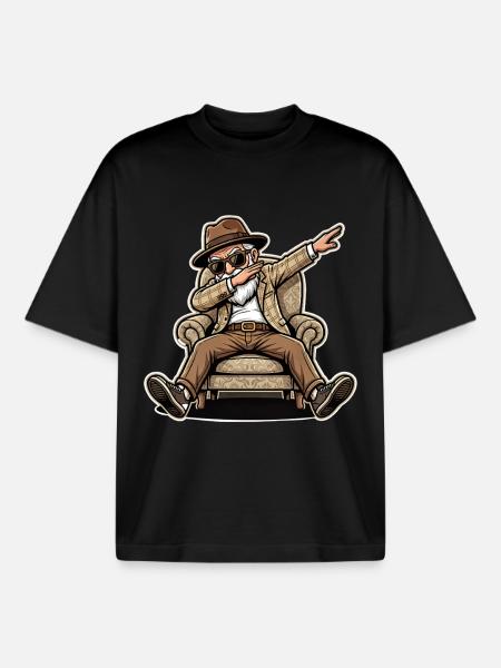 Cool pensioner grandpa - Boxy Heavyweight Unisex Organic T-Shirt by Stanley/Stella - black