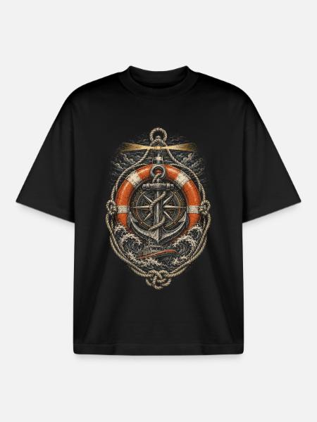 Coast Guard Lifeguard - Boxy Heavyweight Unisex Organic T-Shirt by Stanley/Stella - black