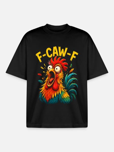 F Kra F Hane Sjov Fuglehøne - Stanley/Stella unisex boxy heavyweight T-shirt økologisk - sort