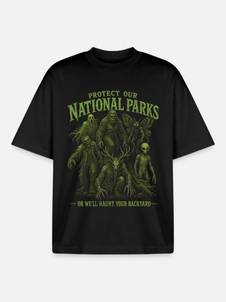Cryptid Protect Our National Parks - Boxy Heavyweight Unisex Organic T-Shirt by Stanley/Stella - black