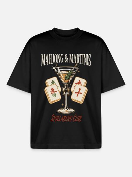 Mahjong Martini Abendclub - Boxy Heavyweight Unisex Organic T-Shirt von Stanley/Stella - Schwarz