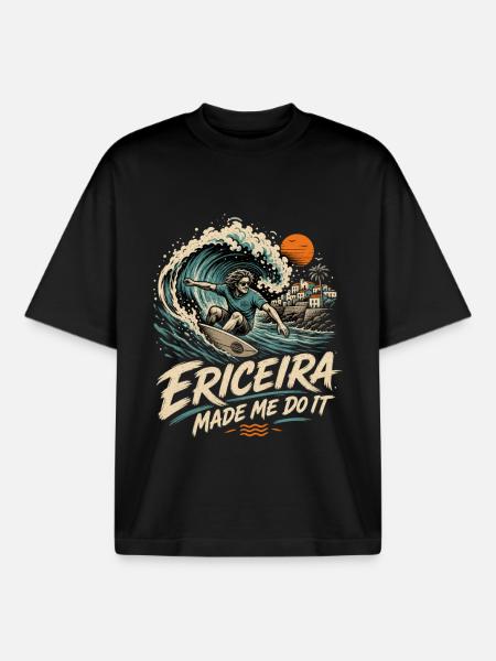 Ericeira Surfen - Boxy Heavyweight Unisex Organic T-Shirt von Stanley/Stella - Schwarz