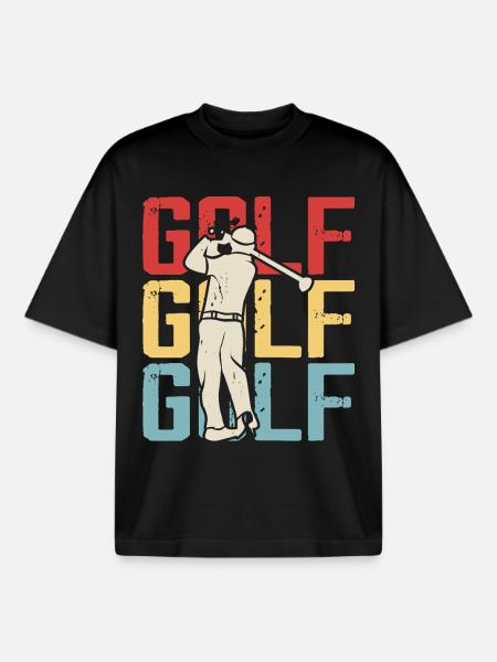 Retro Golf – départ passionné - T-shirt unisexe boxy épais biologique Stanley/Stella - noir