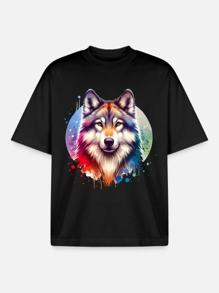 Wolfhund Motiv - Boxy Heavyweight Unisex Organic T-Shirt von Stanley/Stella - Schwarz