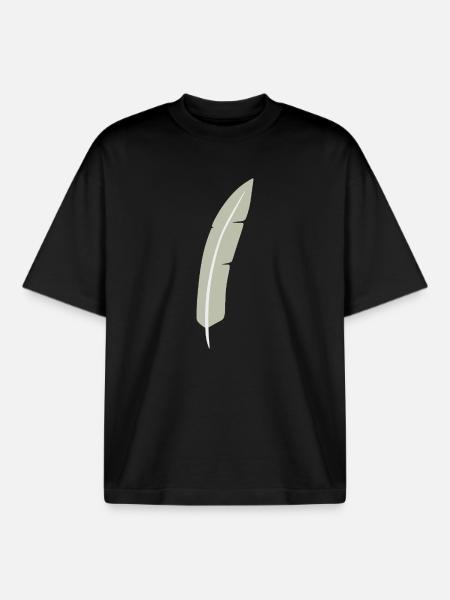 Feather Arc Minimalist Print - Boxy Heavyweight Unisex Organic T-Shirt by Stanley/Stella - black