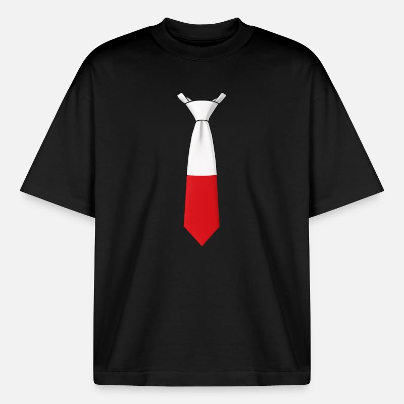 Cravate Pologne – Conception du drapeau - T-shirt unisexe boxy épais biologique Stanley/Stella - noir