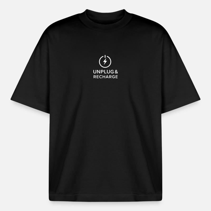 UNPLUG & RECHARGE. - Heavyweight Boxy Unisex T-Shirt by Stanley/Stella - black