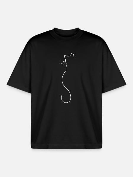 Cats silhouette in white - Boxy Heavyweight Unisex Organic T-Shirt by Stanley/Stella - black