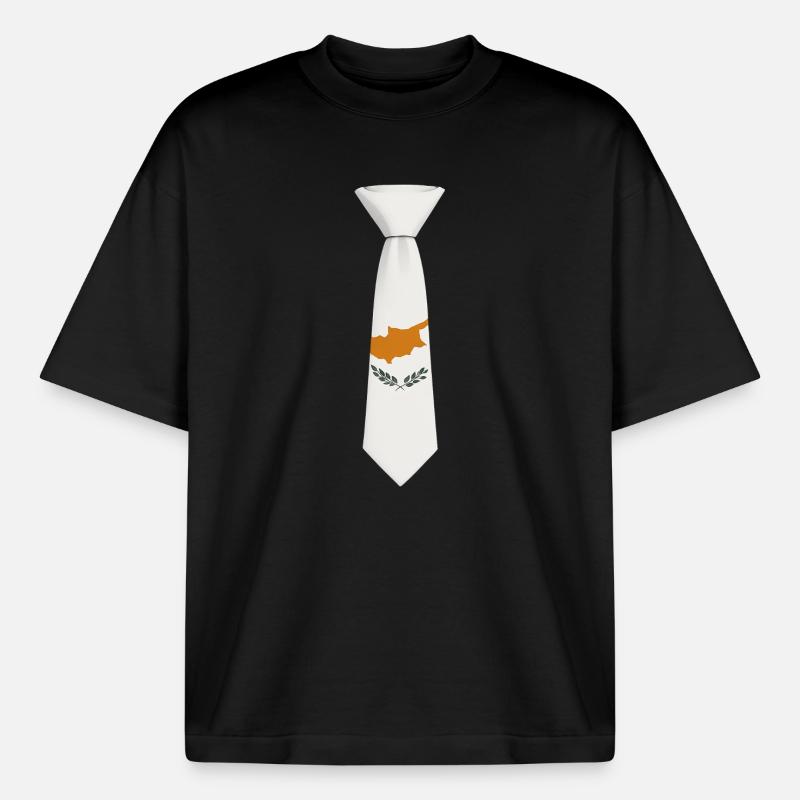 Cravate chypriote – Conception du drapeau - T-shirt unisexe boxy épais biologique Stanley/Stella - noir