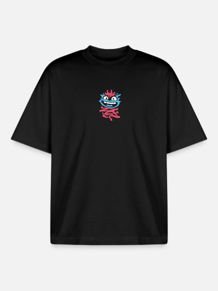 Little Monsters: Punk Monkey with Wink - Boxy Heavyweight Unisex Organic T-Shirt by Stanley/Stella - black