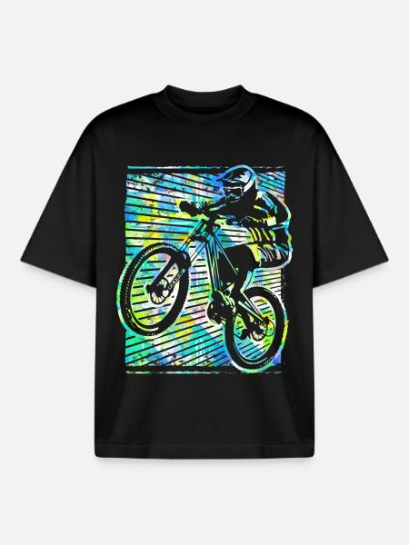 VTT - VTT - Vélo - VTT - T-shirt unisexe boxy épais biologique Stanley/Stella - noir