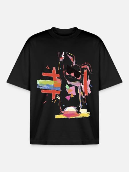 Regenbogenroboter Partystar - Boxy Heavyweight Unisex Organic T-Shirt von Stanley/Stella - Schwarz