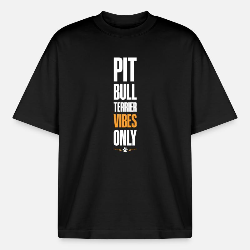 Pitbull Terrier Vibes Only - Boxy Heavyweight Unisex Organic T-Shirt von Stanley/Stella - Schwarz