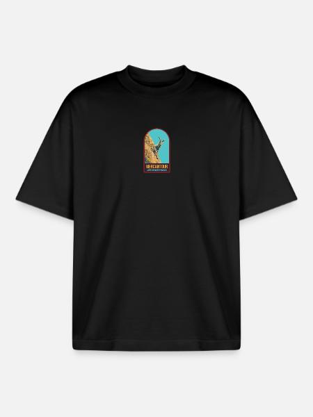 Ibex illustration in the Mercantour - Boxy Heavyweight Unisex Organic T-Shirt by Stanley/Stella - black