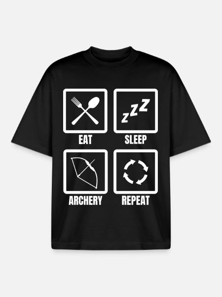 Eat Sleep Archery Repeat - Boxy Heavyweight Unisex Organic T-Shirt von Stanley/Stella - Schwarz
