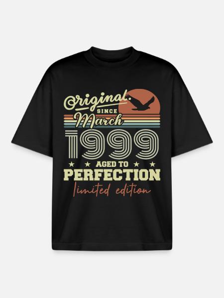 Birthday March 1999 - Boxy Heavyweight Unisex Organic T-Shirt by Stanley/Stella - black
