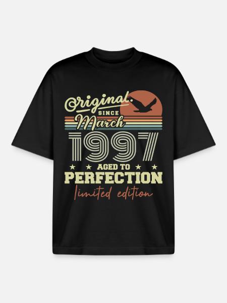 Anniversaire Mars 1997 - T-shirt unisexe boxy épais biologique Stanley/Stella - noir