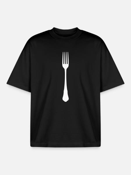Minimalist fork silhouette - Boxy Heavyweight Unisex Organic T-Shirt by Stanley/Stella - black