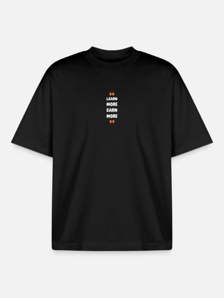 Learn More Earn More - Boxy Heavyweight Unisex Organic T-Shirt by Stanley/Stella - black