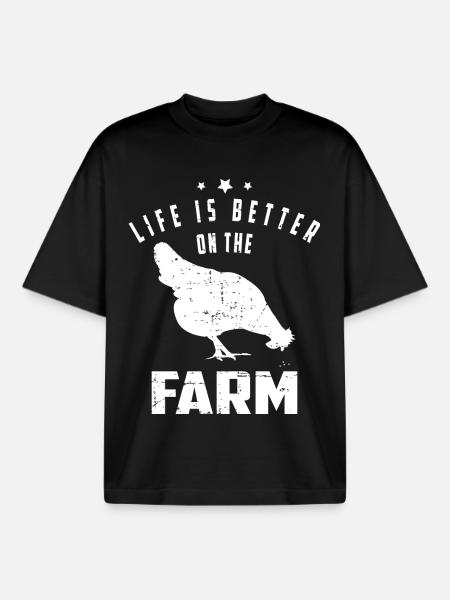 Farm Life - Boxy Heavyweight Unisex Organic T-Shirt by Stanley/Stella - black