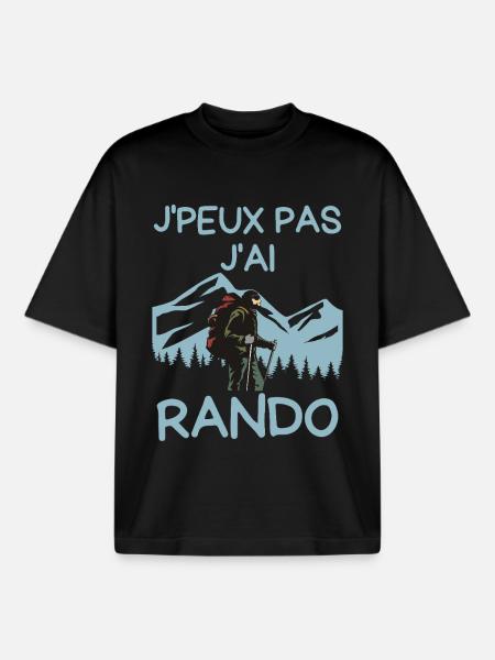 Jpeux Pas J'ai Rando - T-shirt unisexe boxy épais biologique Stanley/Stella - noir