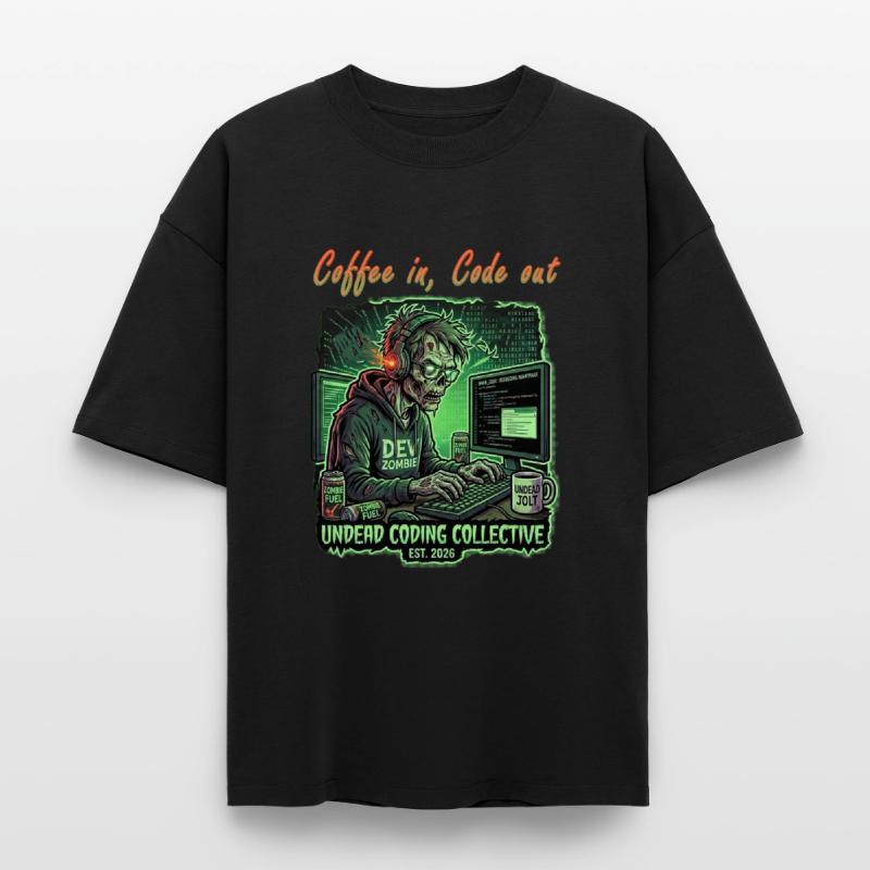 Programmeur zombie code de vie dans Code Out T-shirt unisexe boxy épais biologique Stanley/Stella