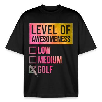 Golf - T-shirt unisexe boxy épais biologique Stanley/Stella - noir - Devant - AI Model Male 185 light (185cm) & AI Model Female 172 dark (172cm)