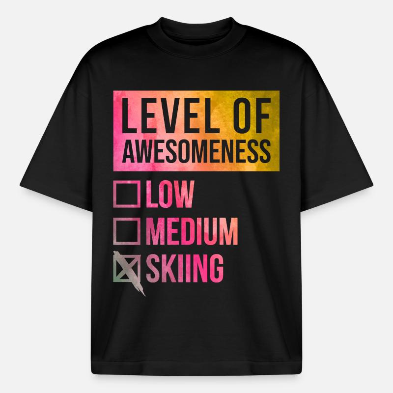 Ski - Heavyweight Boxy Unisex T-Shirt by Stanley/Stella - black