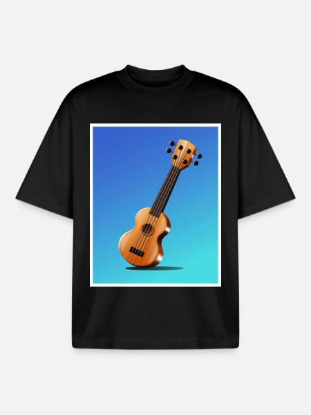 Cartoon Acoustic Guitar Poster - Boxy Heavyweight Unisex Organic T-Shirt by Stanley/Stella - black