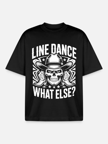 Line Dance Skull Cowboy - Boxy Heavyweight Unisex Organic T-Shirt by Stanley/Stella - black