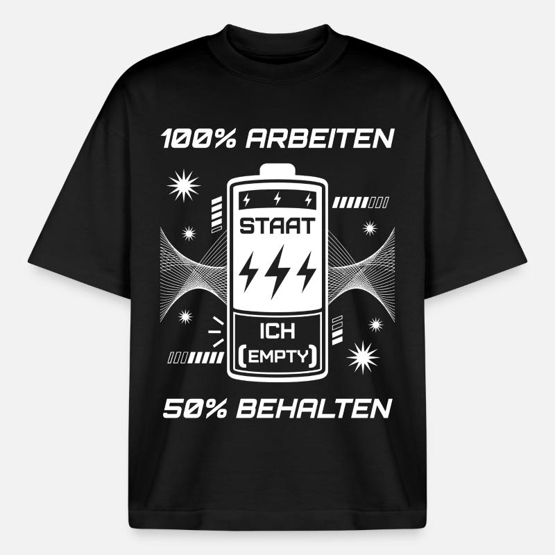 100% Work 50% Keep - Boxy Heavyweight Unisex Organic T-Shirt by Stanley/Stella - black