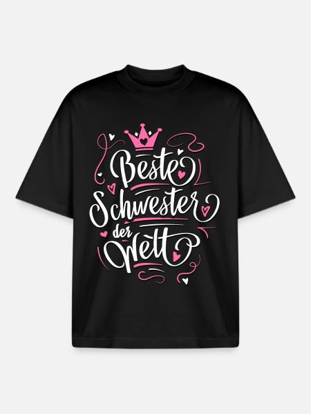 Beste Schwester der Welt - Geschenkidee Schwester - Boxy Heavyweight Unisex Organic T-Shirt von Stanley/Stella - Schwarz