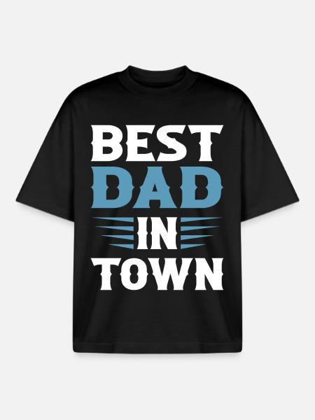 Best Dad in Town - Boxy Heavyweight Unisex Organic T-Shirt by Stanley/Stella - black