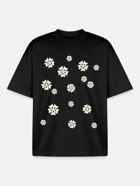 Blumenmuster in schlichtem Stil - Boxy Heavyweight Unisex Organic T-Shirt von Stanley/Stella - Schwarz
