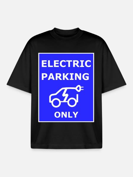 Electric Car Parking Sign - Boxy Heavyweight Unisex Organic T-Shirt by Stanley/Stella - black