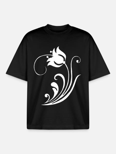 Fleur blanche étrange - T-shirt unisexe boxy épais biologique Stanley/Stella - noir