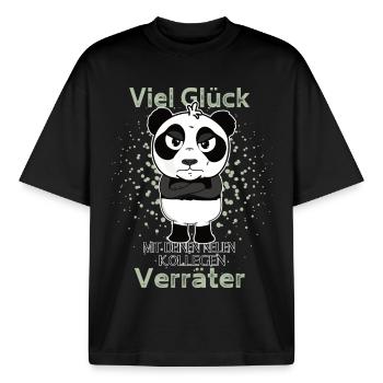 Viel Glück mit den neuen Kollegen Veräter Panda - Boxy Heavyweight Unisex Organic T-Shirt von Stanley/Stella - Schwarz - Vorne - AI Model Male 185 light (185cm) & AI Model Female 172 dark (172cm)