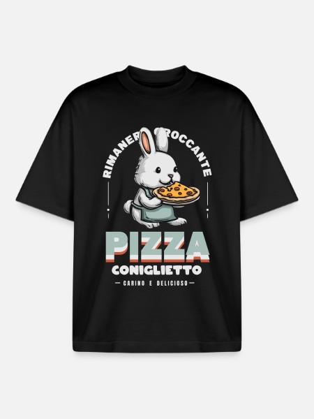 Häschen Pizza - Boxy Heavyweight Unisex Organic T-Shirt von Stanley/Stella - Schwarz