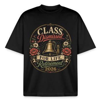 Lehrer-Retreat 2026 – Klasse für Lif beendet - Boxy Heavyweight Unisex Organic T-Shirt von Stanley/Stella - Schwarz - Vorne - AI Model Male 185 light (185cm) & AI Model Female 172 dark (172cm)